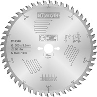DeWalt Accessoires DT4346-QZ DT4346 HM Lame de scie 305 x 30 x 60T Trespa