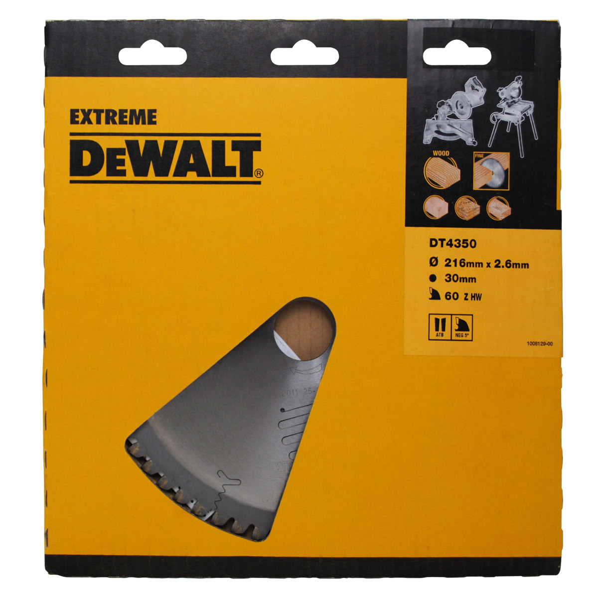 DeWalt Accessoires DT4350-QZ DT4350 Lame de scie HM 216 x 30 x 60T dents alternées, négatif 5°.