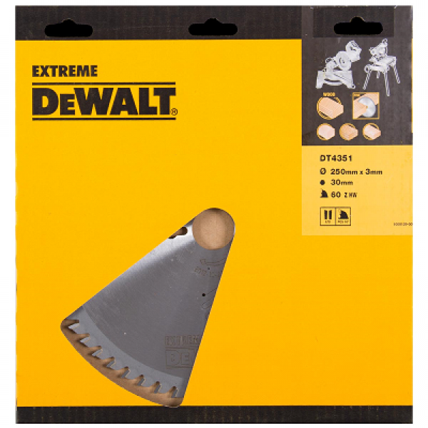 DeWalt Accessoires DT4351-QZ DT4351 HM Lame de scie 250 x 30 x 60T Denture alternee
