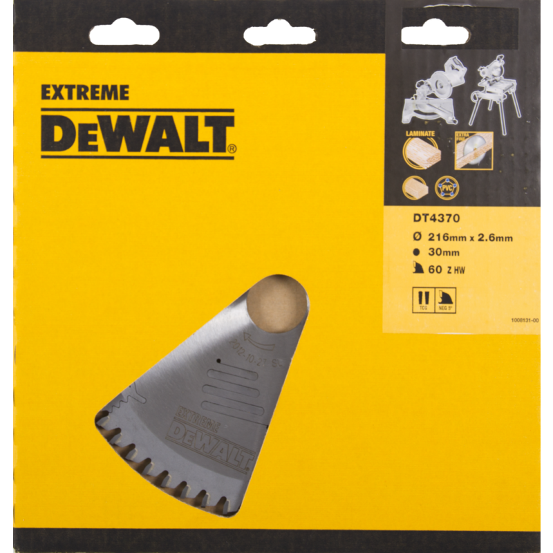 DeWalt Accessoires DT4370-QZ DT4370 Lame de scie HM 216 x 30 x 60T trapézoïdale, négative 5