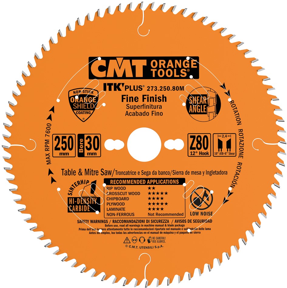 CMT 273.250.80M Lame de scie ultra fine denture gauche/droite 250 x 30 x 80D