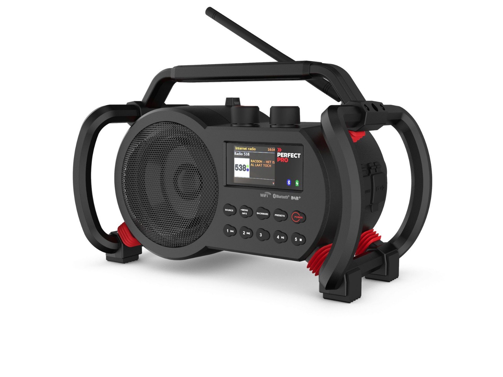 PerfectPro NBX2 NETBOX construction radio FM RDS - DAB+ - bluetooth - AUX-in - alimentation secteur et batterie