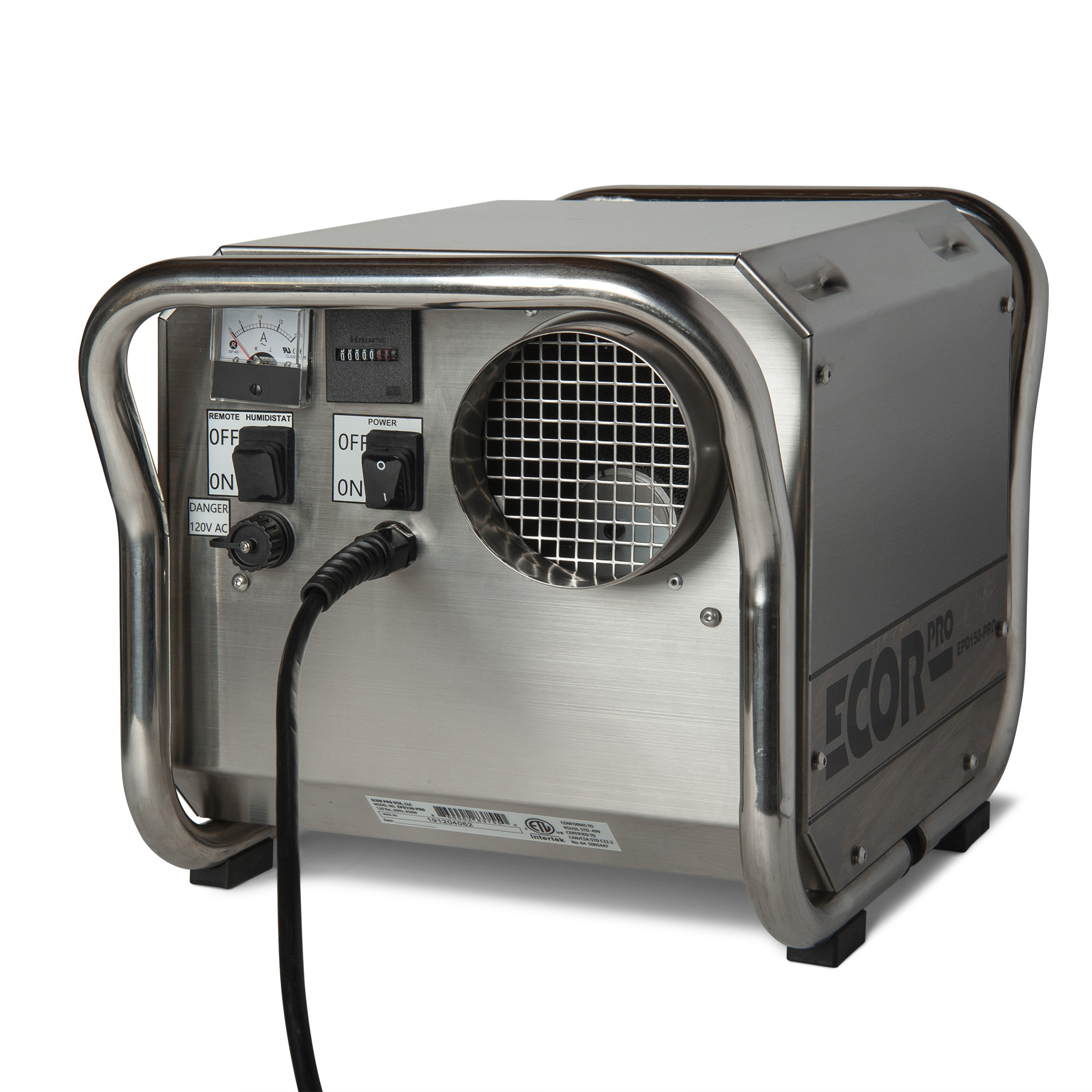 Ecor Pro DH2500 Inox Déshumidificateur à adsorption DryFan 35l acier inoxydable