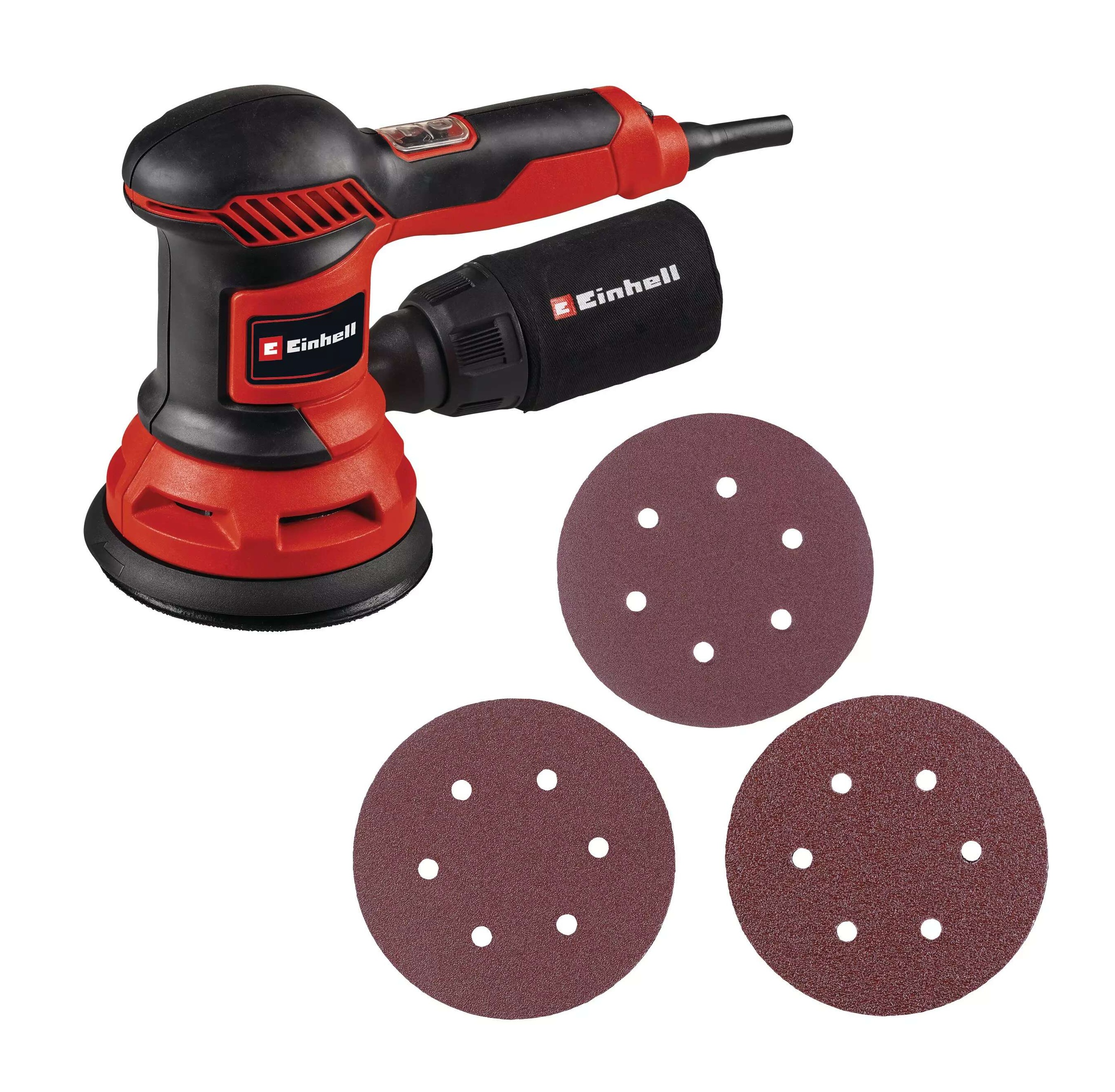 Einhell 4462005 TC-RS 425 E Ponceuse excentrique 125mm + jeu de papier abrasif 3 pièces K60, K80, K120