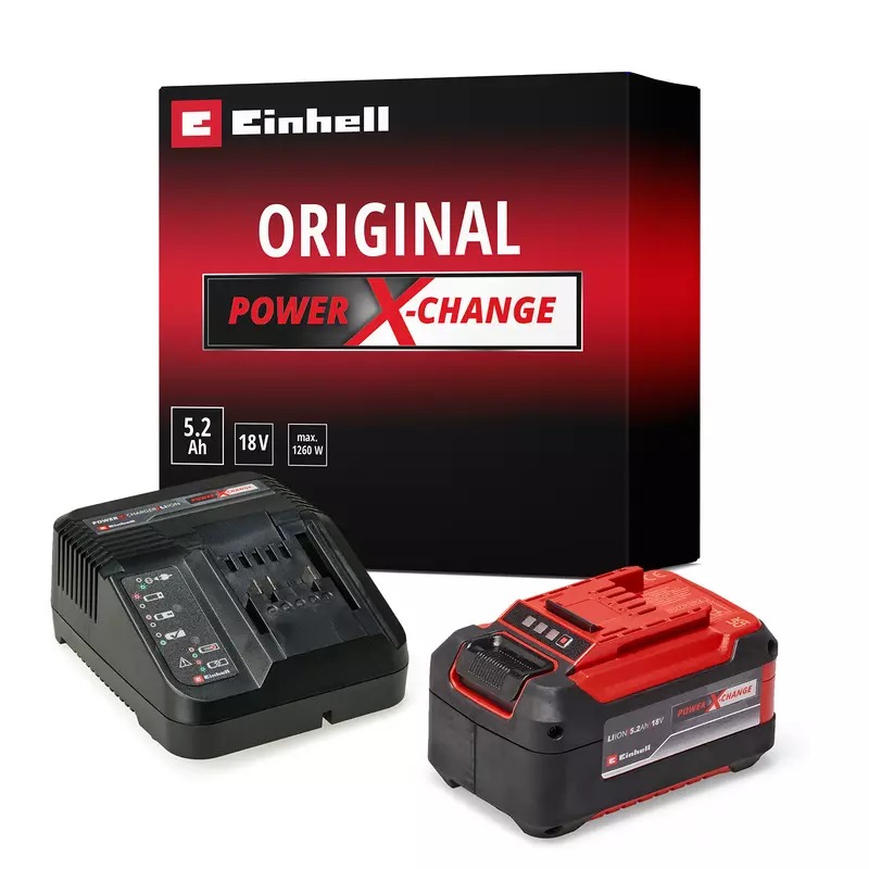 Einhell 4512147 Plus Starter Kit Batterie 18 V 5.2 Ah avec chargeur rapide en boîte