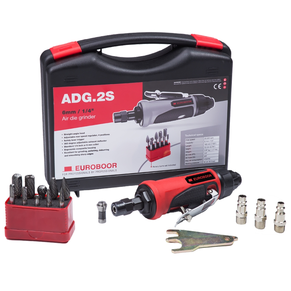 Euroboor 30514100005004 ADG.2S-SET Ensemble de meules droites à air comprimé + 10 fraises