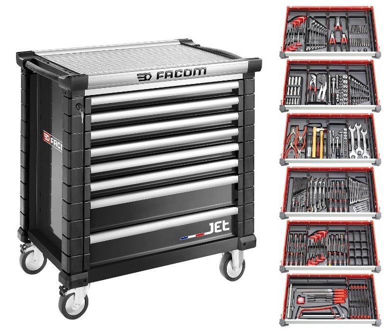 Facom JETCM215GBNL Chariot à outils rempli 215 pièces noir