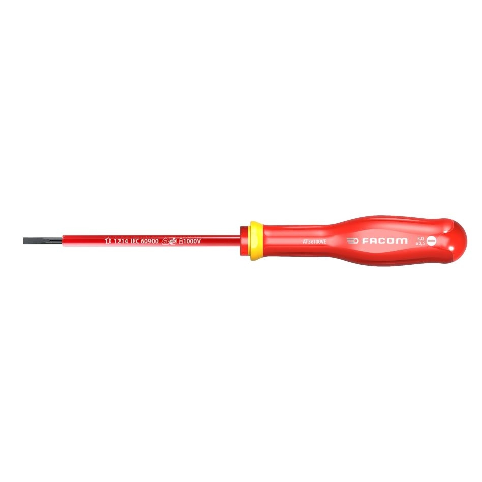 Facom AT3X100VE Tournevis à fente isolé jusqu'à 1000 volts PROTWIST®.