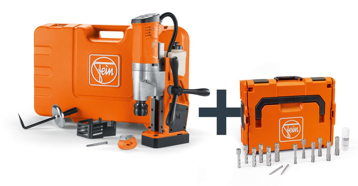 Fein 72705463000 KBU 35 QW Structural Steel-Set 3/4 in Weldon Carotteuse magnétique universelle jusqu'à 35 mm avec set utilisateur en mallette + mallette L-BOXX