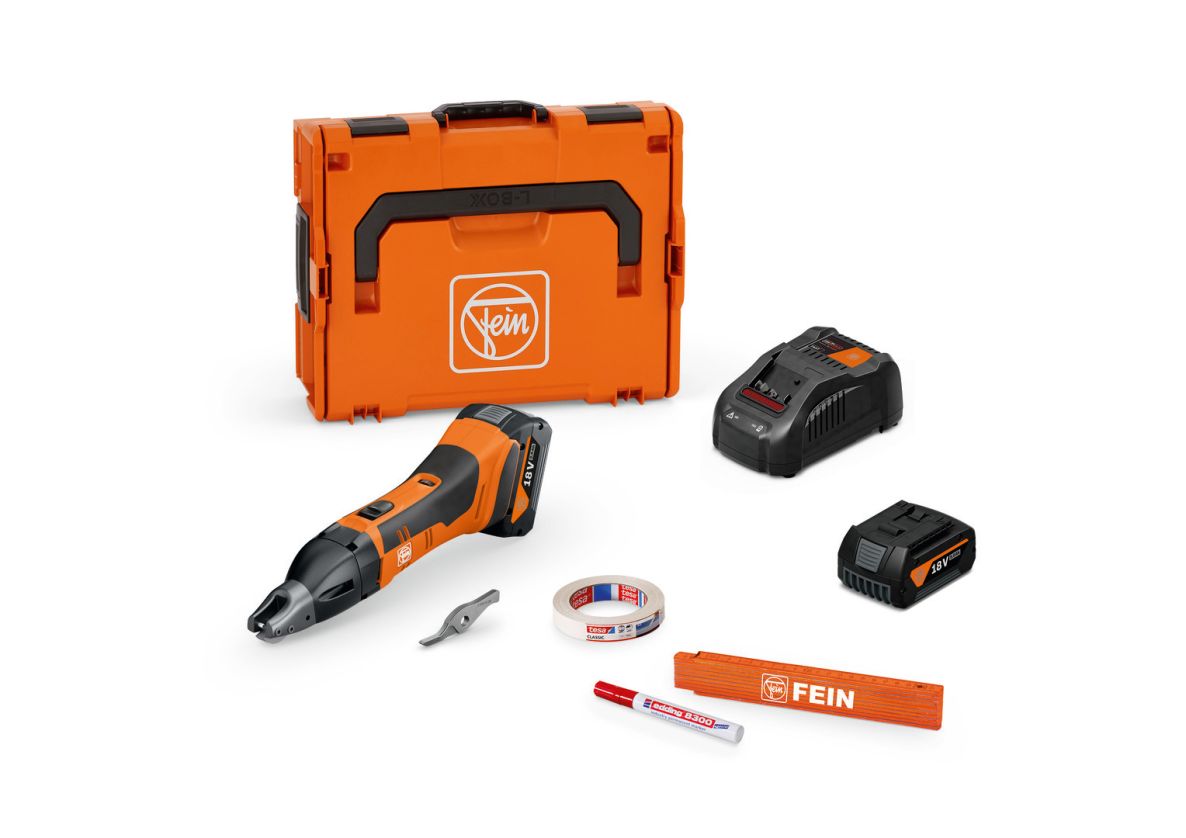Fein 71300564000 ABSS 18 1.6 E AS Cisaille sans fil set de base jusqu'à 1.6 mm 2x batterie 5.0Ah et chargeur dans une valise L-BOXX
