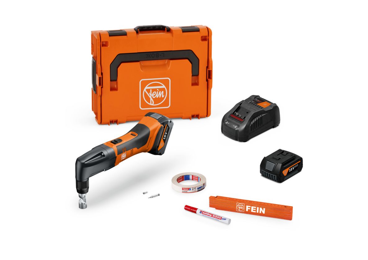 Fein 71321164000 ABLK 18 1.6 E AS Grignoteuse sans fil set de base jusqu'à 1.6 mm 2x 18V 5.0Ah batteries et chargeur en coffret L-BOXX
