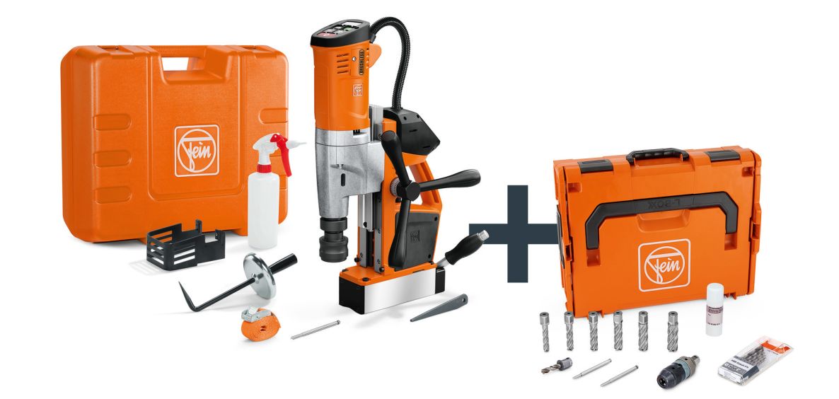 Fein 71700462000 AKBU 35 PMQW AS Construction-Site Set Perceuse magnétique sans fil, sans batterie ni chargeur, en mallette et en coffret L-BOXX