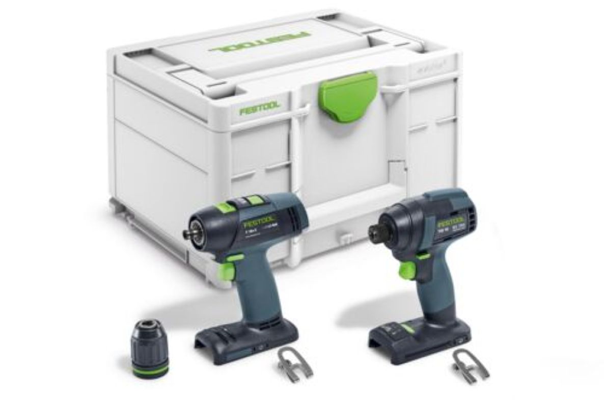 Festool 578813 TID 18 Basic-Set T18 Comboset jeu de perceuses et de visseuses à percussion sans fil sans batterie ni chargeur dans une mallette