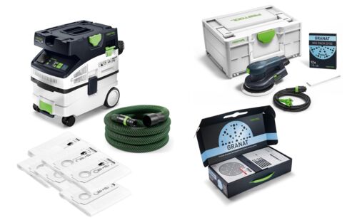 Festool 578866 Kit combiné CTM MIDI/ETS EC/GR/FIS : aspirateur mobile sans poussière + ponceuse excentrique dans un Systainer