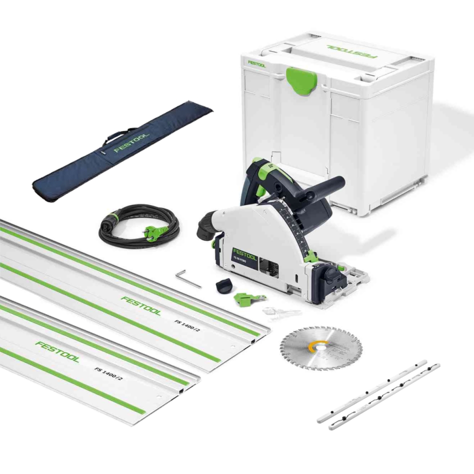 Festool 577010B Tronçonneuse TS 55 FEBQ-Plus-FS + 2x règle FS1400/2 + 2x pièce d'accouplement + valise