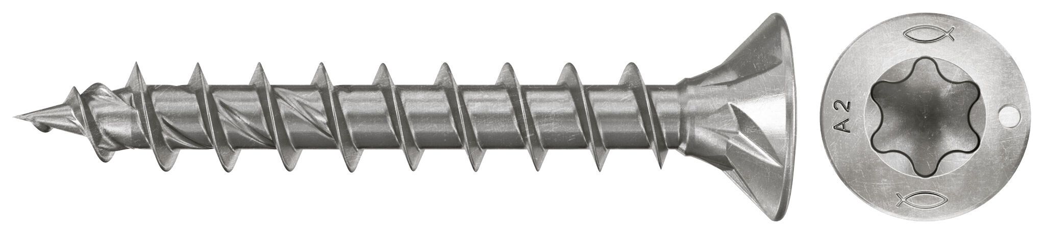 Fischer 574060 PowerFast FPF II Vis pour panneaux d'aggloméré CTF 3.5x30 à tête fraisée A2 200pcs