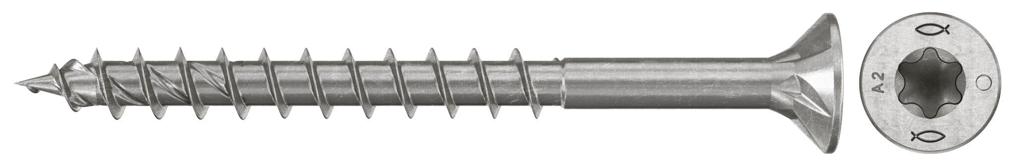 Fischer 574075 PowerFast FPF II Vis à panneaux d'aggloméré CTP 4.0x60 Filet à tête fraisée A2 100pcs