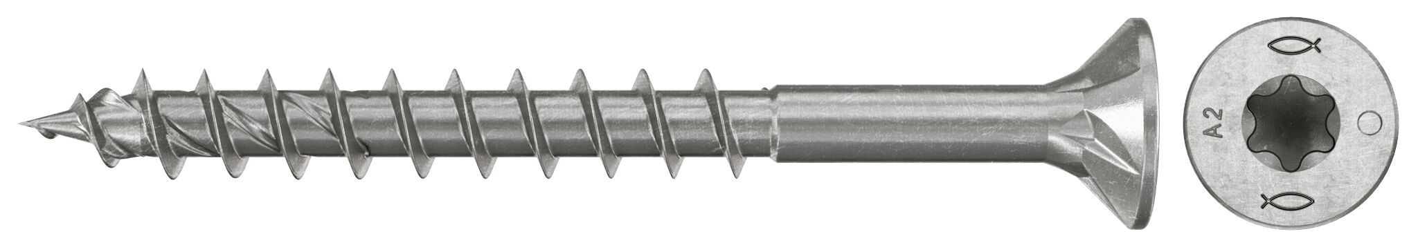 Fischer 574079 PowerFast FPF II Vis à panneaux d'aggloméré CTP 4.5x50 Filet à tête fraisée A2 200pcs