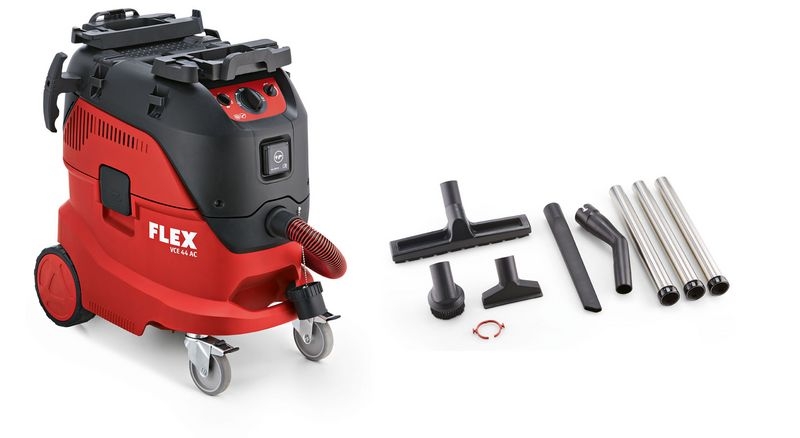 Flex-tools 446025 VCE44H AC-KIT Aspirateur de sécurité avec nettoyage automatique du filtre, 42 L, classe H + kit de nettoyage