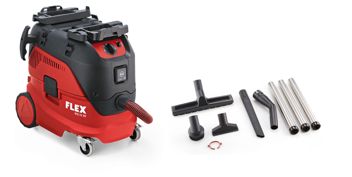 Flex-tools 465674 VCE33L AC-Set Aspirateur de sécurité avec nettoyage automatique du filtre, 30 L, classe L + kit de nettoyage