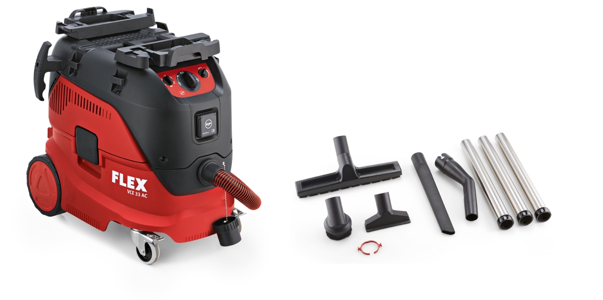 Flex-tools 465682 VCE33M AC-Set Aspirateur de sécurité avec nettoyage automatique du filtre, 30 L, classe M + kit de nettoyage
