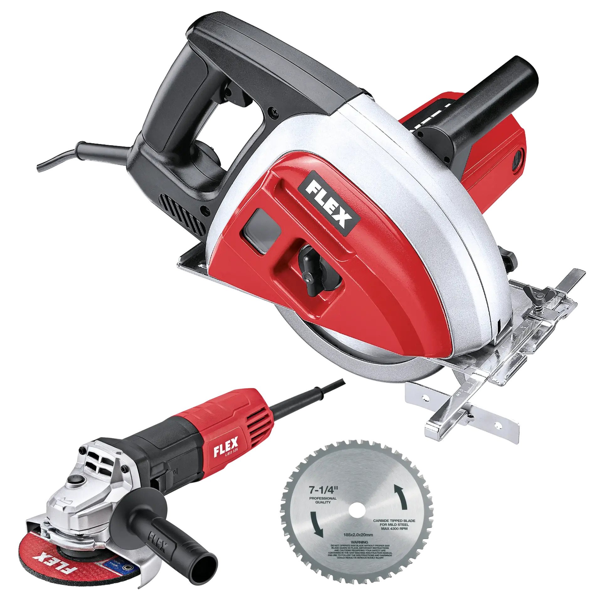 Flex-tools 506044 CSM4060 scie à main métallique pour travaux à sec + L 811 125 meuleuse d'angle 125 mm 800 watts