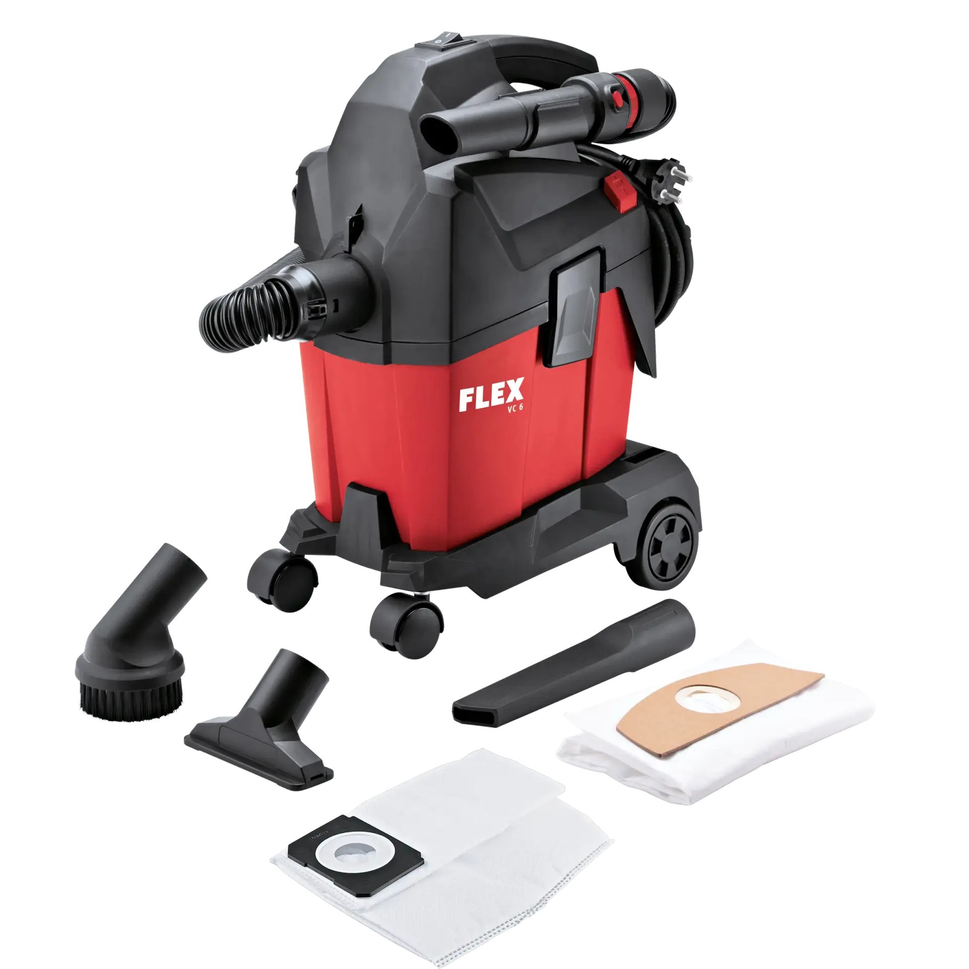 Flex-tools 532024 VC 6 L MC Aspirateur compact avec nettoyage manuel du filtre + sacs filtrants en polaire