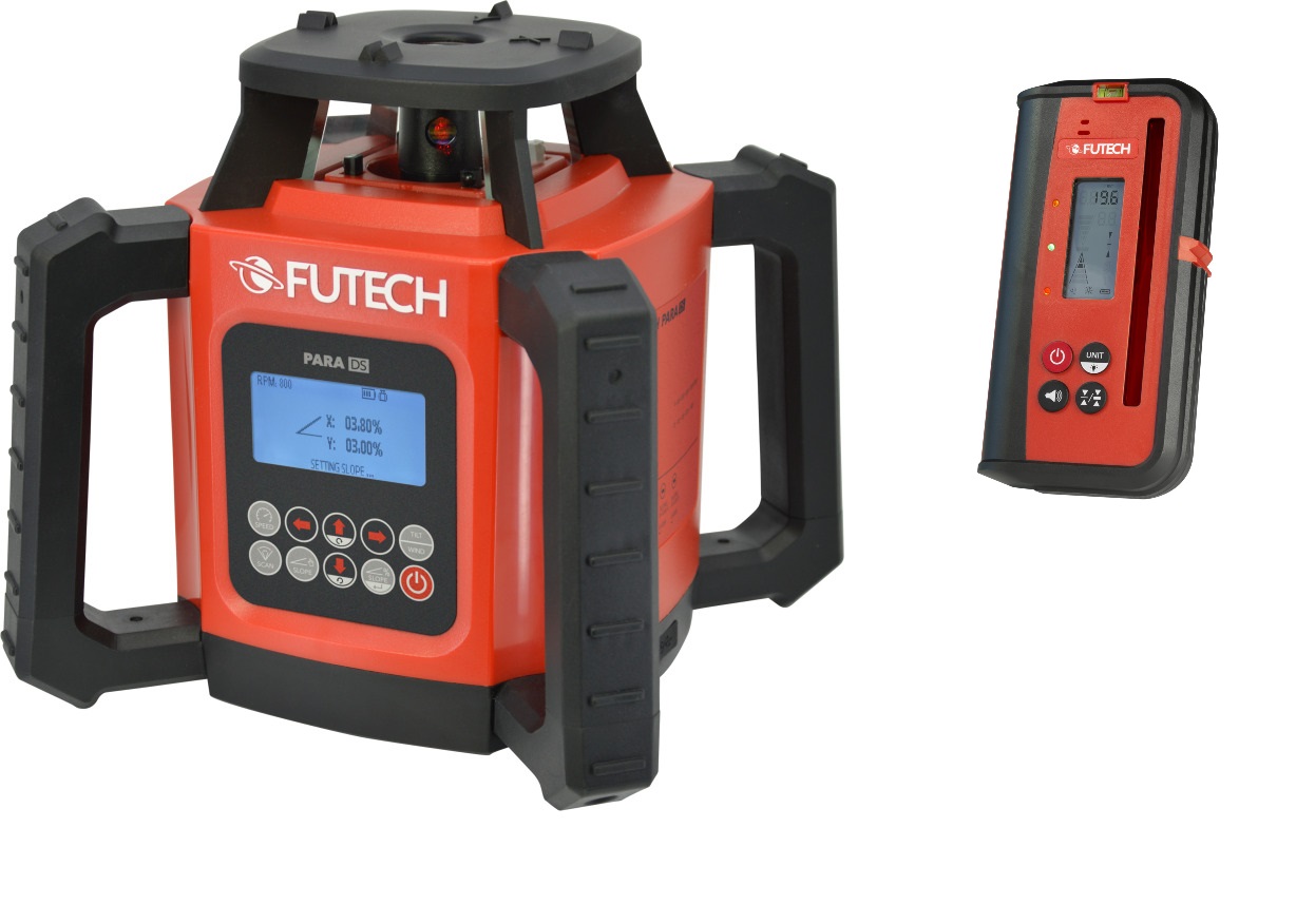 Futech 052.05R.50-P Para DS Red Rotation laser + Para Receiver MM receiver + Tripod 330cm + Measuring stick 240cm