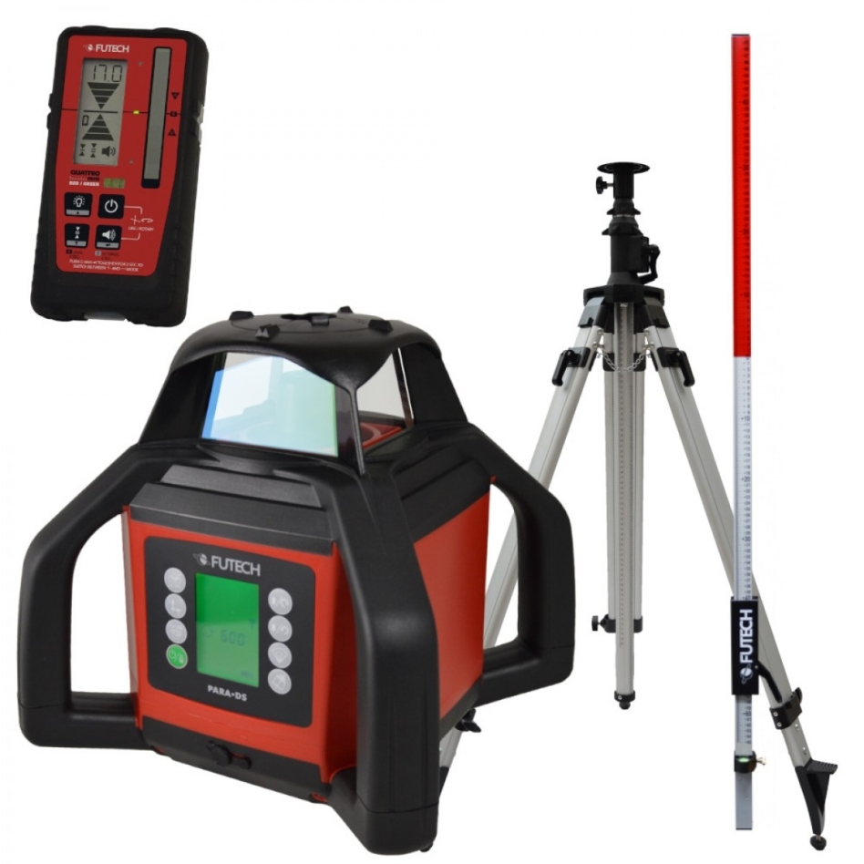 Futech 052.05G.4M-P Para DS green Rotation laser + Receiver Quattro MM + Tripod 330cm + Measuring stick 240mm