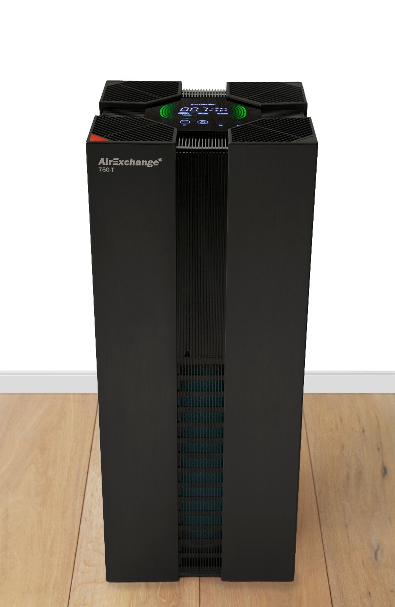 AirExchange 20200750-T | ZWART 20200750-T BLACK Purificateur d'air professionnel 750-T Black avec filtre HEPA H14, charbon, ioniseur et lampe UV-C Convient jusqu'à 120m².