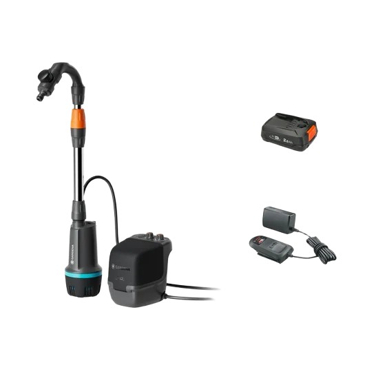 Gardena 14605-20 Batterie pompe tonneau 2200 Auto 18V P4A Set incl. 2.5 Ah et chargeur en boîte
