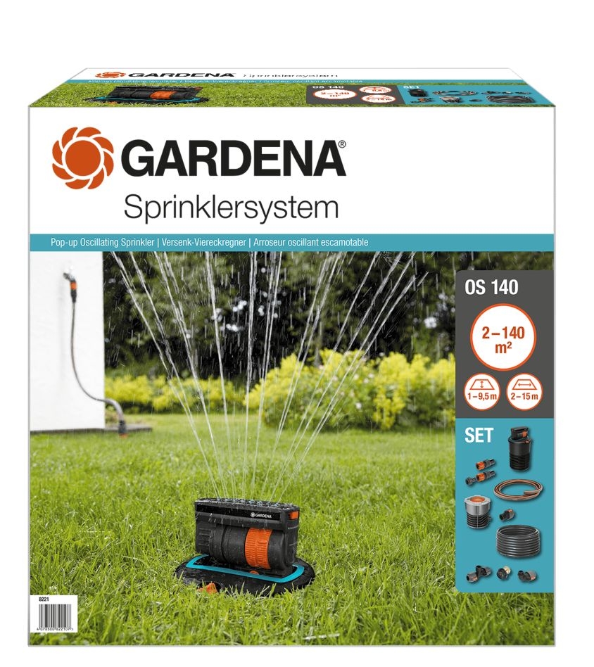 Gardena 08221-20 kit complet avec buse pivotante encastrée OS 140