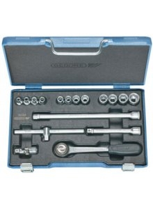 Gedore 6235980 30 GMU-3 Jeu de clés à douille 3/8" métriques 17 pièces 6 côtés 6-19 mm