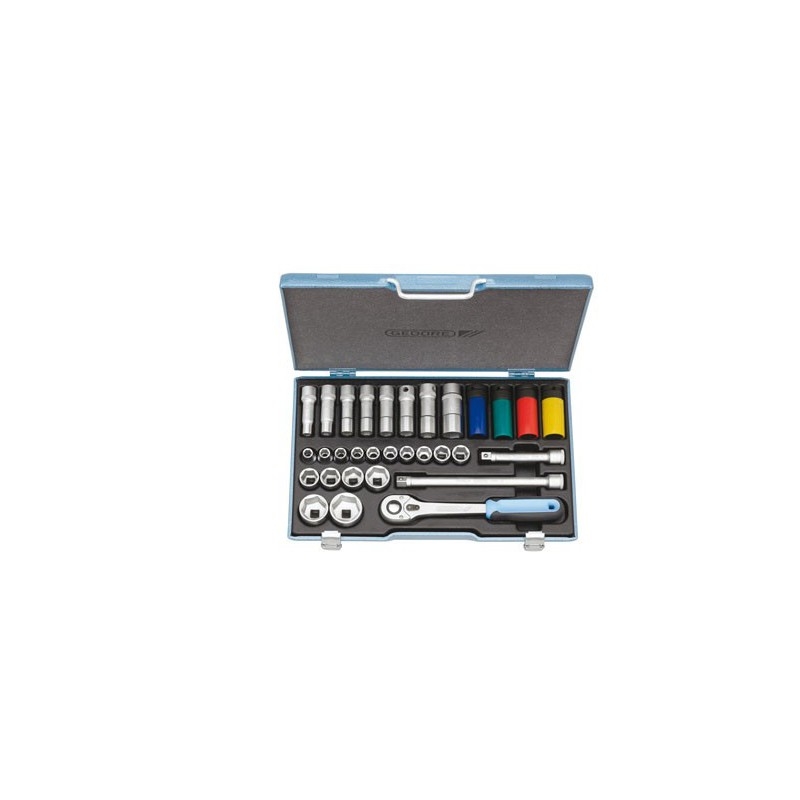 Gedore 1806033 19 LMU-10 Jeu de clés à douille 1/2" métrique 31 pièces 10-36 mm