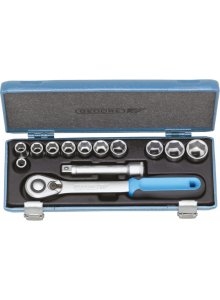 Gedore 2545810 19 KMU-20 Jeu de clés à douille 1/2" métrique 13 pièces 6 côtés 10-24 mm