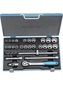 Gedore 2546043 D 19 XMAU-20 Jeu de clés à douille 1/2" 12 faces métriques/Inch 31 pièces