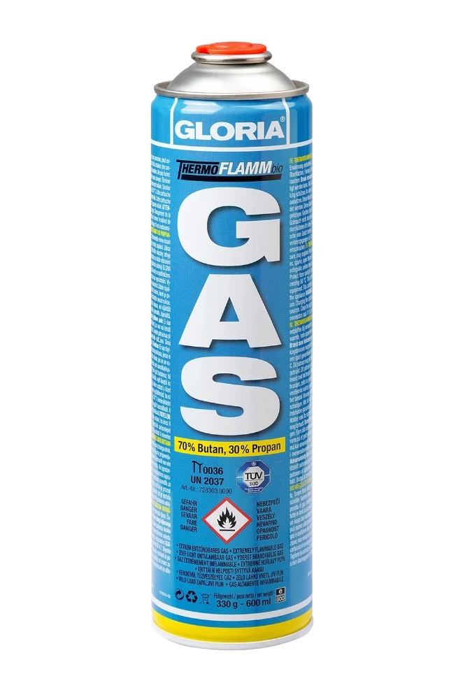 Gloria GLO021680 Cartouche de gaz Thermoflamm 70% butane 30% propane 600ml/330gr