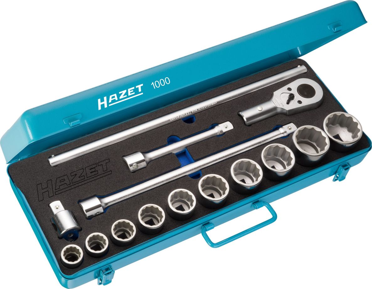 Hazet 1000Z Jeu de cl&eacute;s &agrave; douille 3/4" carr&eacute; creux, profil ext&eacute;rieur dod&eacute;cagonal, 15 pi&egrave;ces