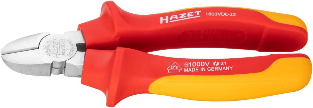 Hazet 1803VDE-22 Pince coupante lat&eacute;rale isol&eacute;e, longueur 160 mm