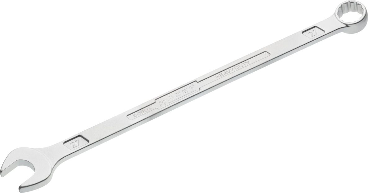 Hazet 600LG-27 Clé à anneau extra-longue, modèle fin. Profil extérieur à crampons, douze pans, SW 27 mm
