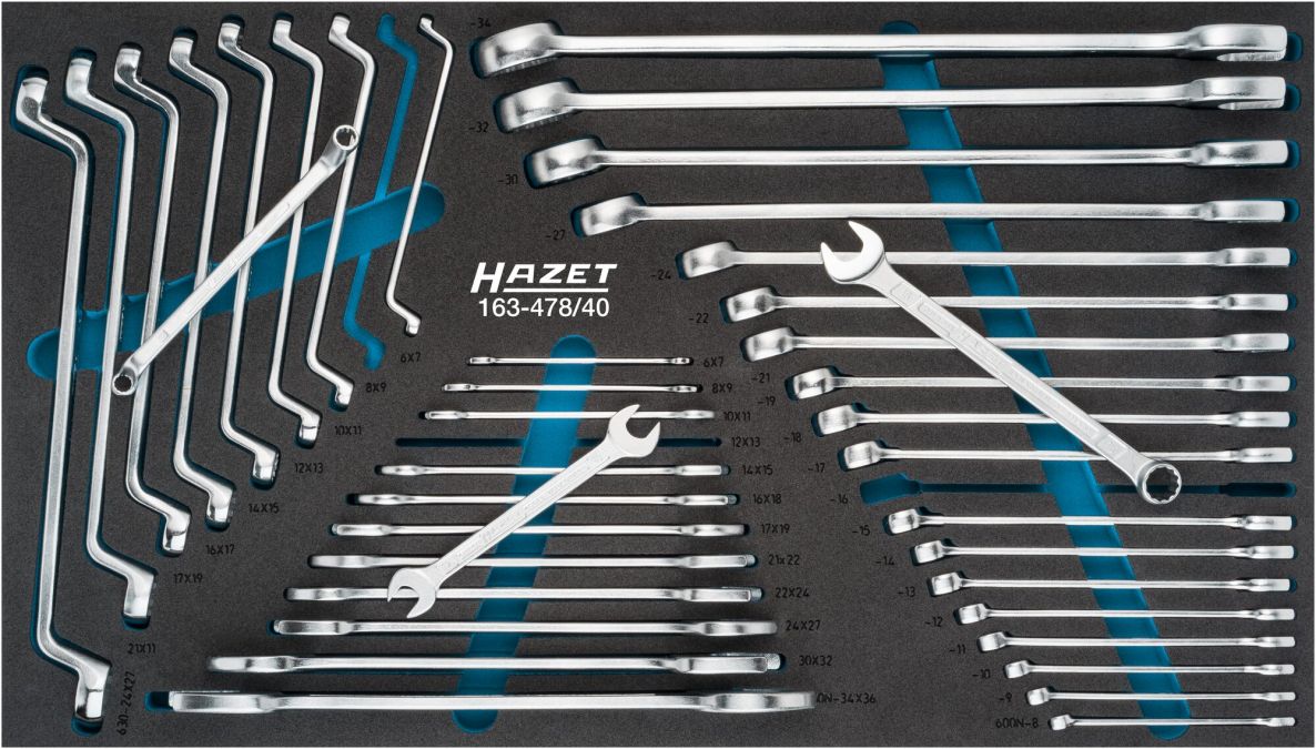 Hazet 163-478/40 Jeu d'outils à clé : profil extérieur à traction dodécagonal, profil extérieur hexagonal, 40 pièces
