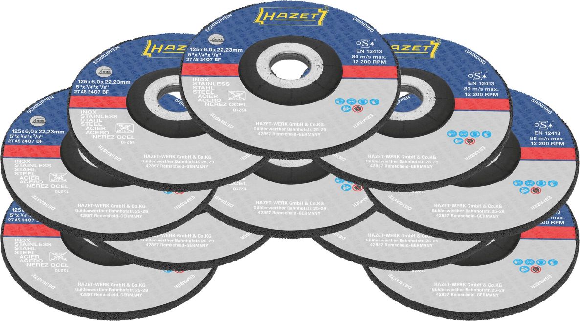 Hazet 9233-011/10 Jeu de disques à ébarber 125 x 6 x 22,23 mm, 10 pièces