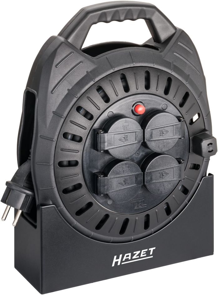 Hazet 161N-3D/2 Enrouleur de câble H07RN-F 3G1,5 230 V 10 m, 4 prises avec support
