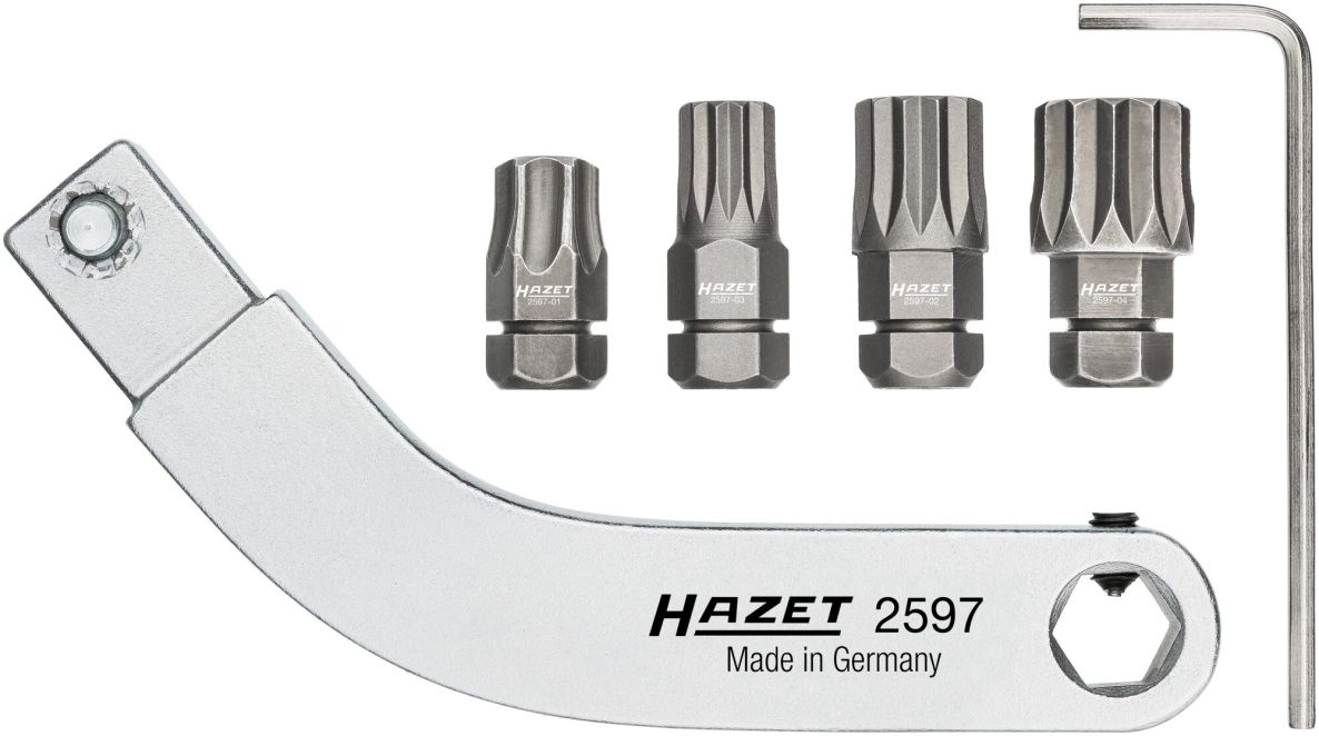 Hazet 2597-2/5 Jeu de porte-embouts coud&eacute;s pour charni&egrave;res de porte, 9 x 12 mm, 5 pi&egrave;ces