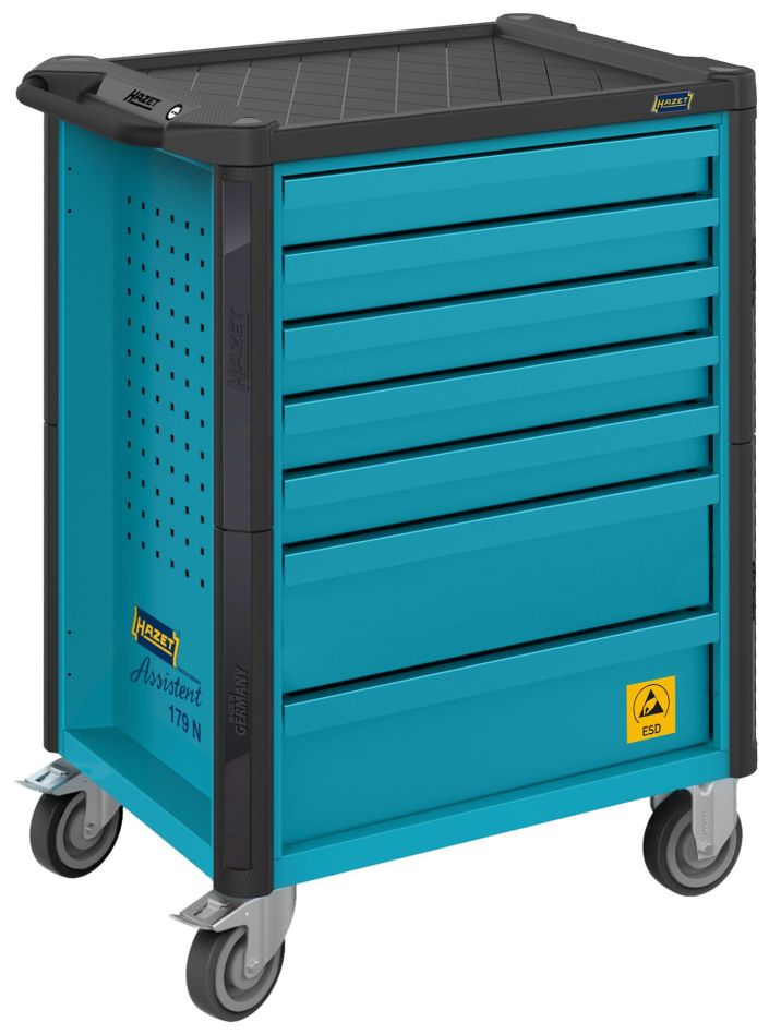 Hazet 179N-7ESD Chariot à outils Assistent 179N vide ESD, 7 tiroirs (5 peu profonds, 2 profonds)