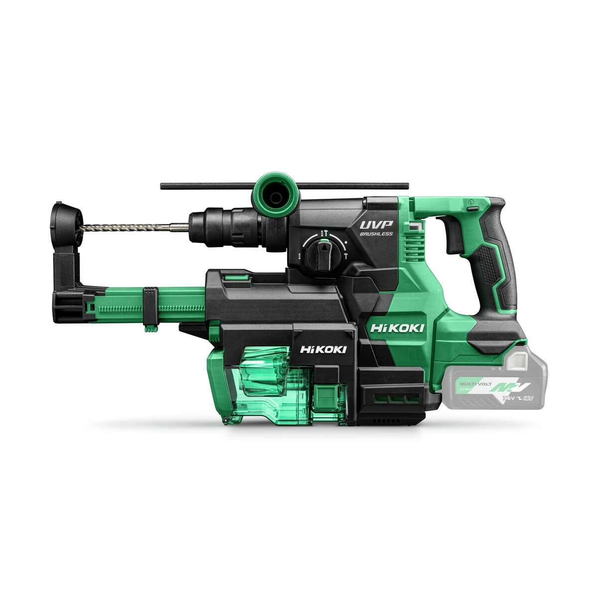 HIKOKI DH3628DCW3Z SDS-Plus Accu breaker 36V 3.2J avec mandrin interchangeable et unit&eacute; de d&eacute;poussi&eacute;rage dans un coffret HSC IV + HSC II