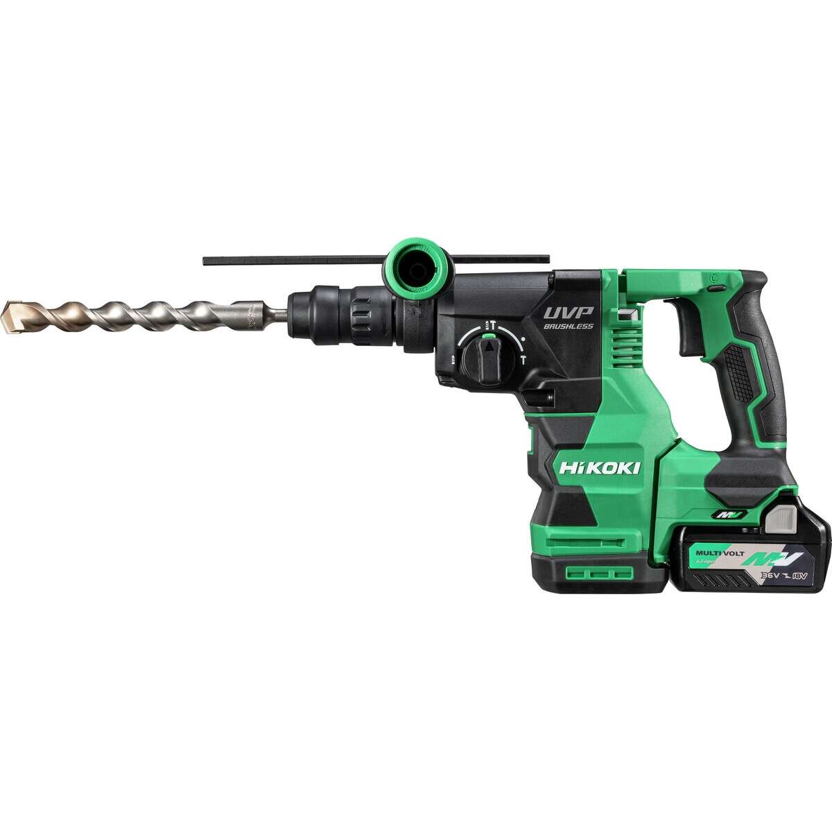 HIKOKI DH3628DCWRZ Perceuse/marteau sans fil SDS-Plus 36V 3.2J avec mandrin interchangeable 2x 36V 2.5Ah/18V 5.0Ah batteries et chargeur dans une valise HSC IV