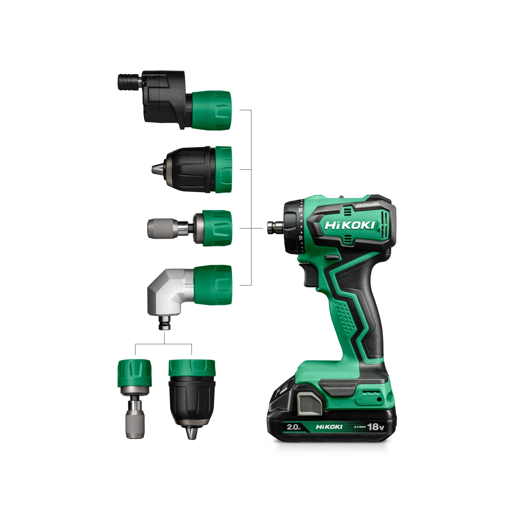 HIKOKI DS18DDQWRZ Perceuse sans fil 18V 2.0Ah Li-Ion avec accessoires dans un coffret HSC II