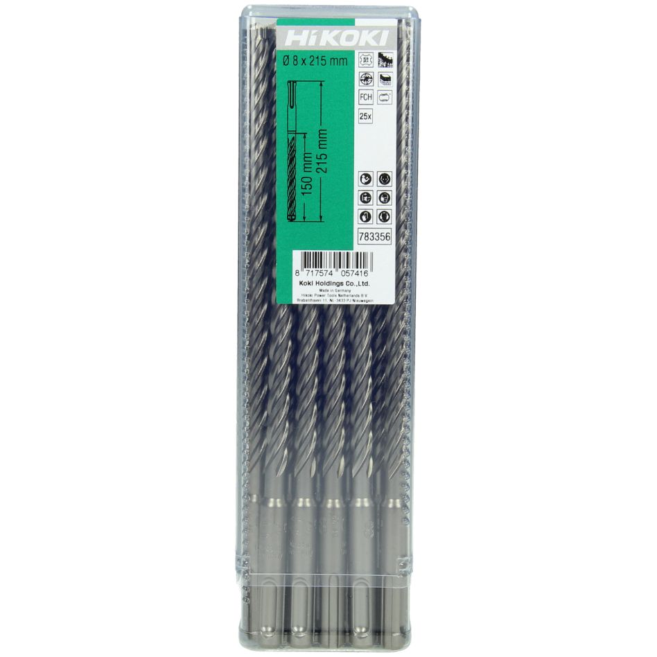 HIKOKI Accessoires 783363 25 marteaux perforateurs SDS-plus FCH 4-cutter 10x 150/215 mm