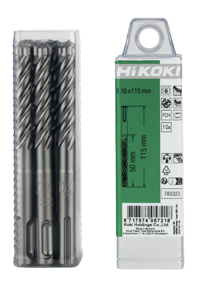 HIKOKI Accessoires 783329 10 marteaux perforateurs SDS-plus FCH 4-cutter 11x 150/215 mm